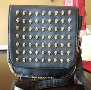 Black handbag with Gold Skulls